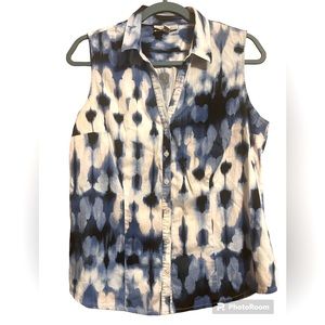 “Dana Buchman” vintage 90s tie-dye sleeveless button down